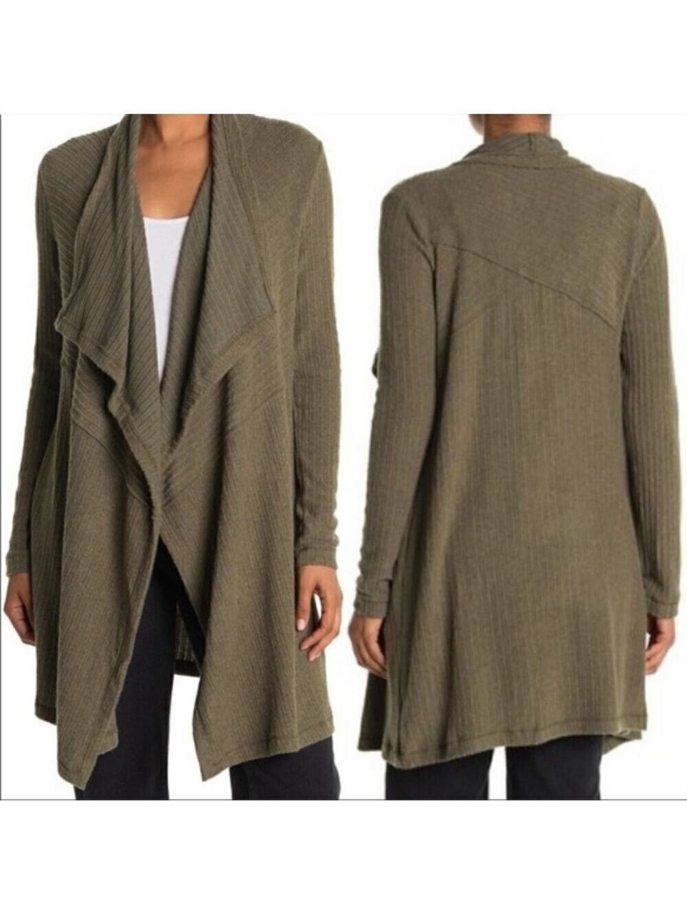 H By Bordeaux BNWOT Small Green Cardigan NEW Waterfall Open Front